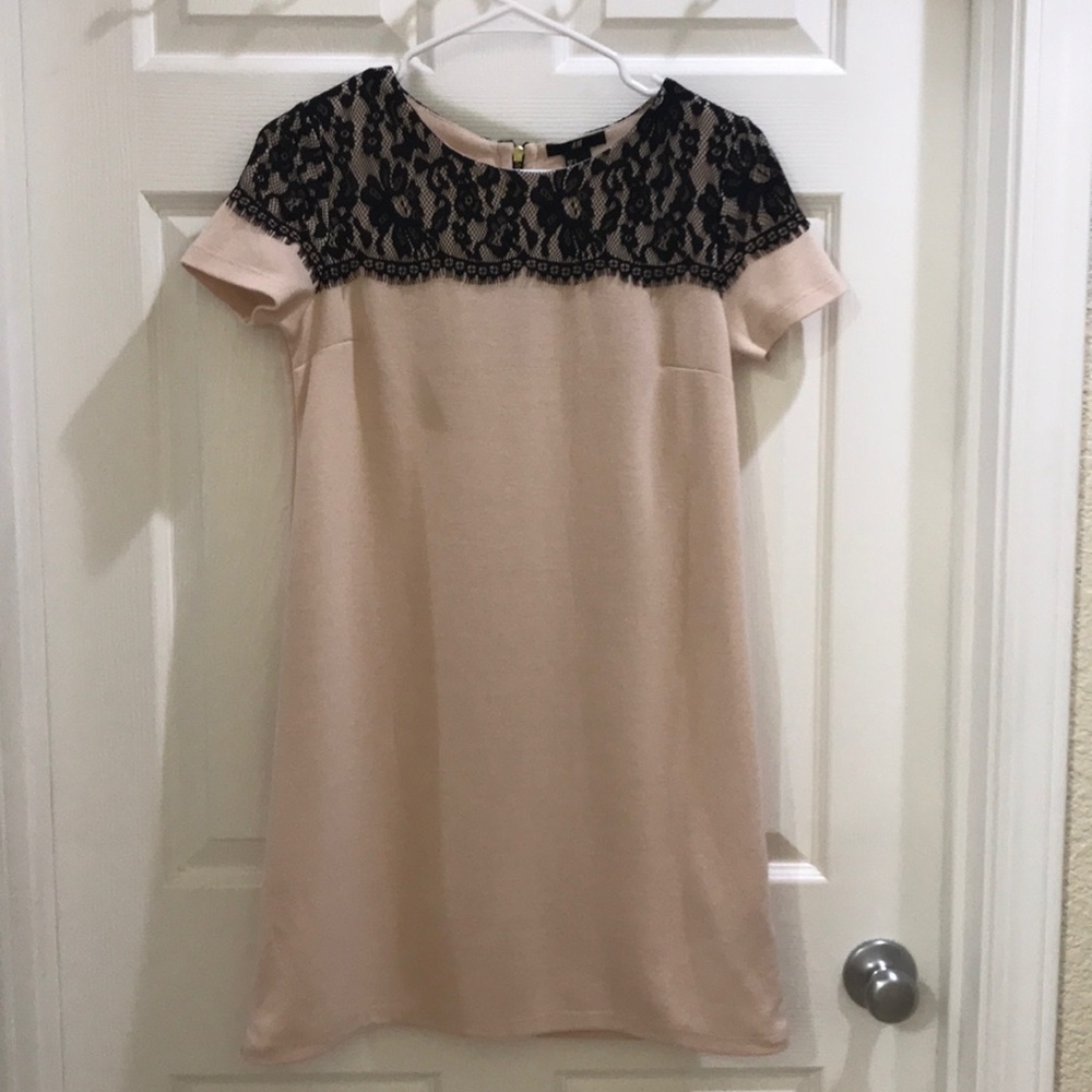 Size small black lace in beige dress